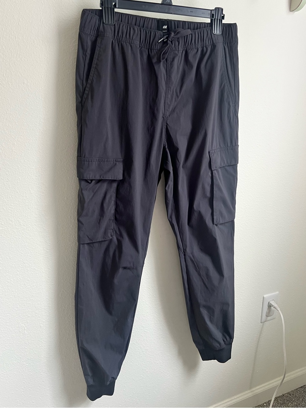 H&M Men's Charcoal Cargo Slim Fit Joggers